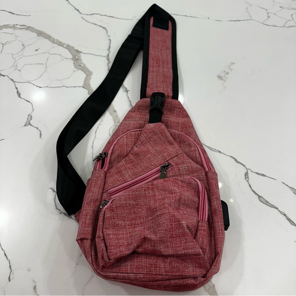 NuPouch Anti-Theft Sling Bag with USB Charging Port - Heather Rose